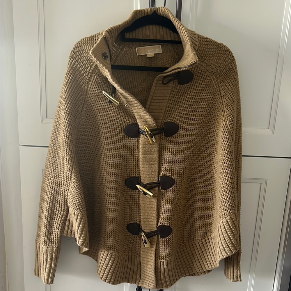 Women's Tan Toggle and zip Sweater/cape ( box C)pre loved